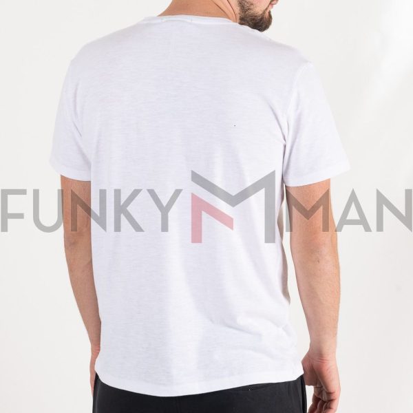 Graphic Print Flama T-Shirt DOUBLE TS-201 Λευκό
