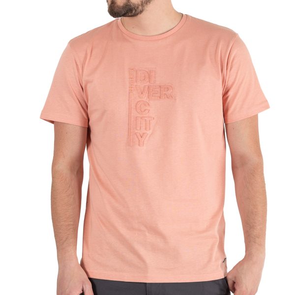 Embossed Graphic T-Shirt DOUBLE TS-202 Peach