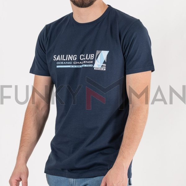 Graphic Print T-Shirt DOUBLE TS-203 Navy