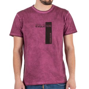Cool Dyed Graphic Print T-Shirt DOUBLE TS-204 Μελιτζανί