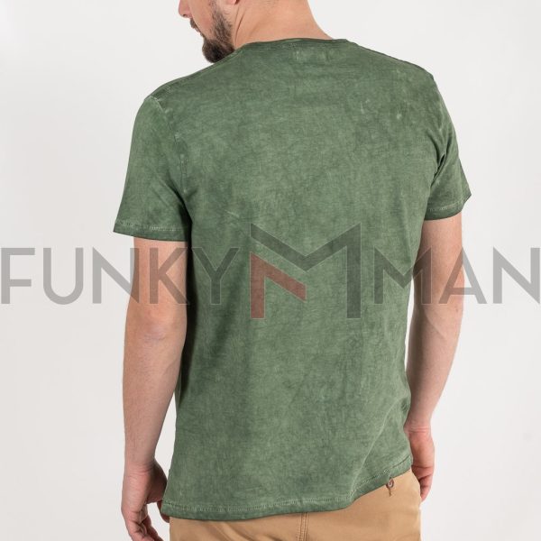 Cool Dyed Graphic Print T-Shirt DOUBLE TS-204 Χακί