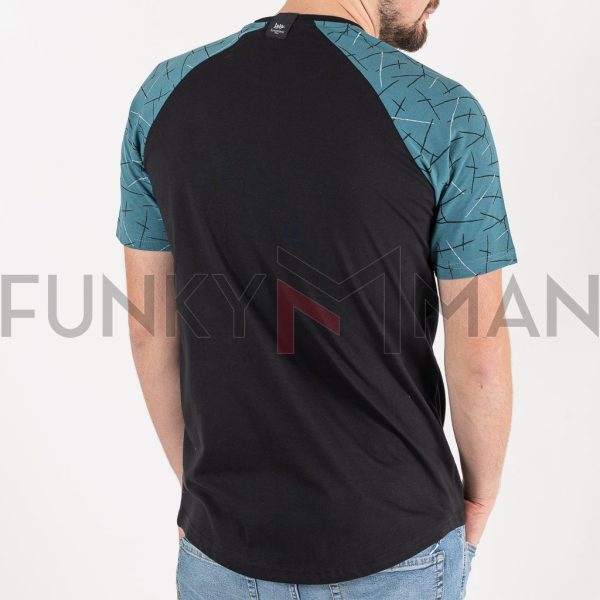 Graphic Raglan Sleeve Fashion T-Shirt DOUBLE TS-205 Μαύρο