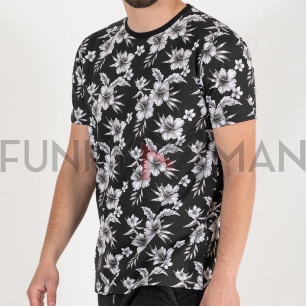 Fashion All Over Print T-Shirt DOUBLE TS-206 Μαύρο
