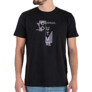 Graphic Print T-Shirt DOUBLE TS-213B Μαύρο
