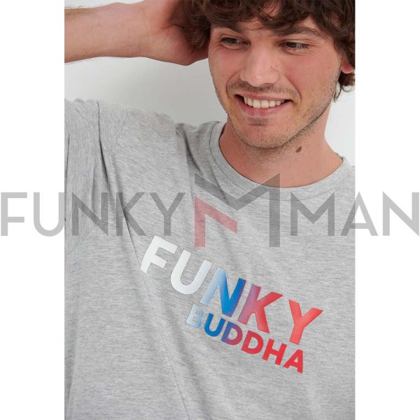 T-Shirt FUNKY BUDDHA FBM005-029-04 ανοιχτό Γκρι