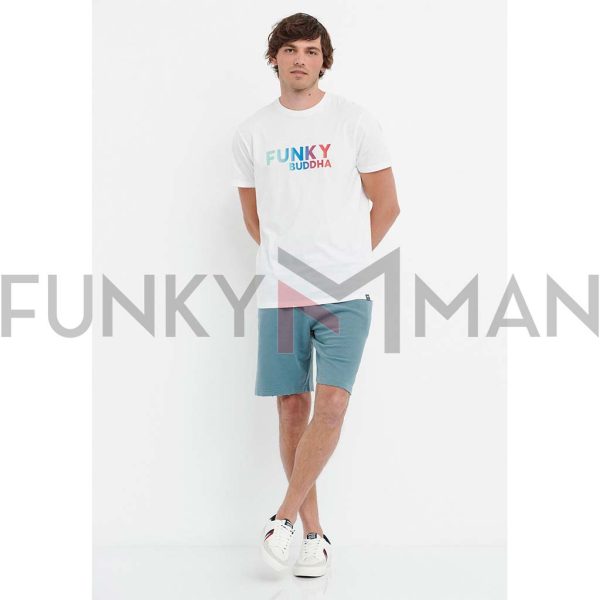 T-Shirt FUNKY BUDDHA FBM005-029-04 Λευκό