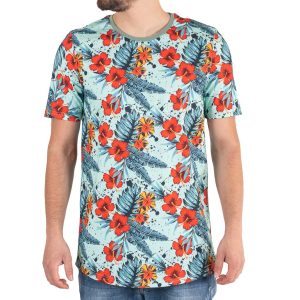 Κοντομάνικη Μπλούζα All Over Print T-Shirt Paco 13543 Teal