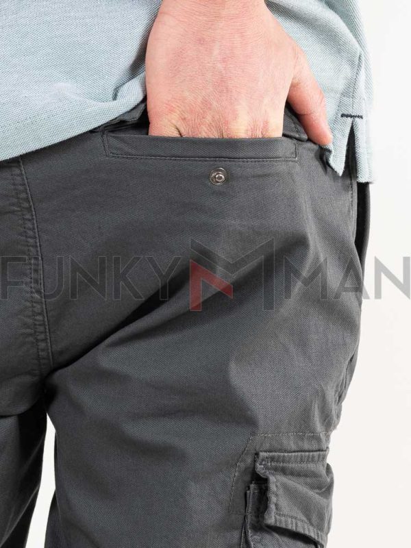 Chinos Cargo Παντελόνι με Λάστιχα DOUBLE CCP-41 Ανθρακί