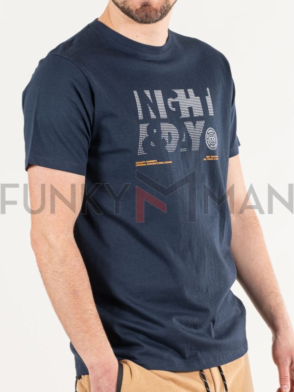 Graphic Print T-Shirt DOUBLE TS-028 Navy