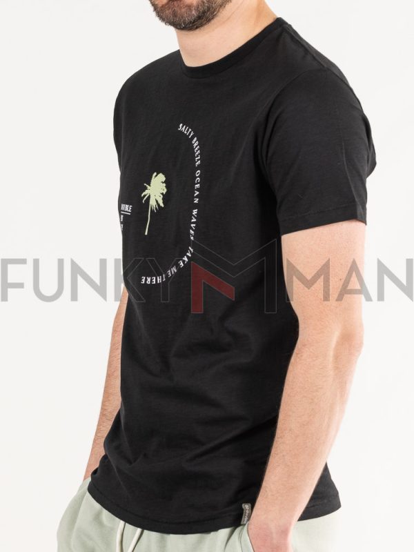 Graphic Print Flama T-Shirt DOUBLE TS-035 Μαύρο