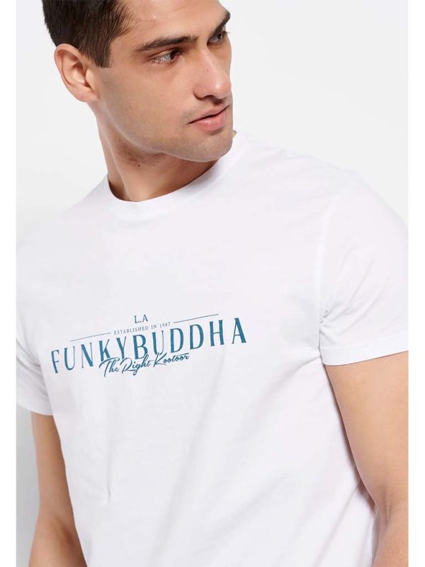 T-Shirt FUNKY BUDDHA FBM007-023-04 Λευκό