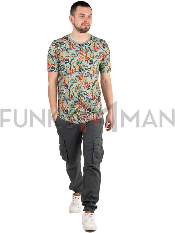 Κοντομάνικη Μπλούζα Φλοράλ All Over Print T-Shirt Paco 2331026 Mint