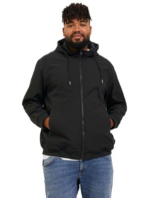 SOFTSHELL Jacket με Κουκούλα σε Μεγάλα Μεγέθη JACK & JONES 12236331 Μαύρο