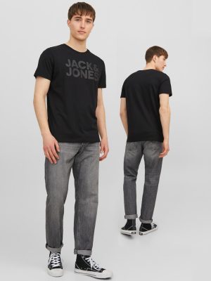 T-Shirt JACK & JONES 12151955 Slim Print Μαύρο