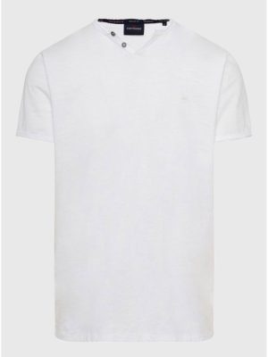 Henley T-Shirt FUNKY BUDDHA FBM009-004-04 Λευκό