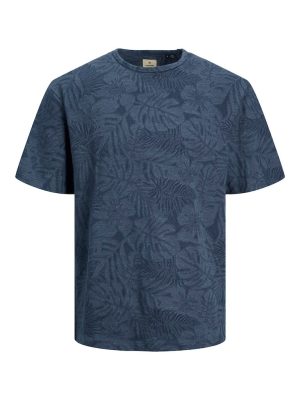 Φλοράλ T-Shirt σε Μεγάλα Μεγέθη JACK & JONES 12257597 DK DENIM