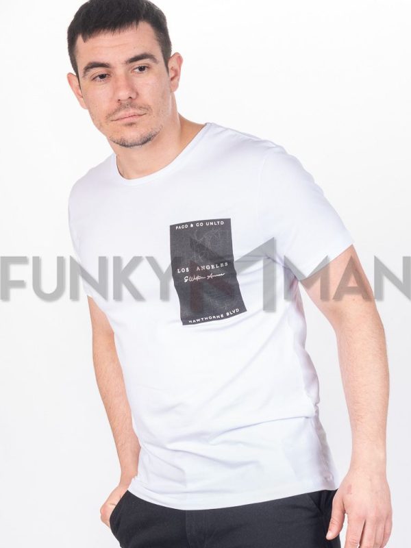 Κοντομάνικη Μπλούζα T-Shirt Paco & CO 2431007 Λευκό
