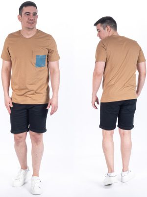 Κοντομάνικη Μπλούζα T-Shirt Paco & CO 2431042 Camel