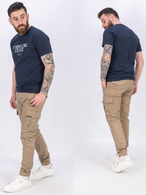 Chinos Cargo Special Fabric Παντελόνι με Λάστιχα DOUBLE CCP-400 Beige