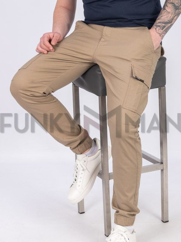 Chinos Cargo Special Fabric Παντελόνι με Λάστιχα DOUBLE CCP-400 Beige