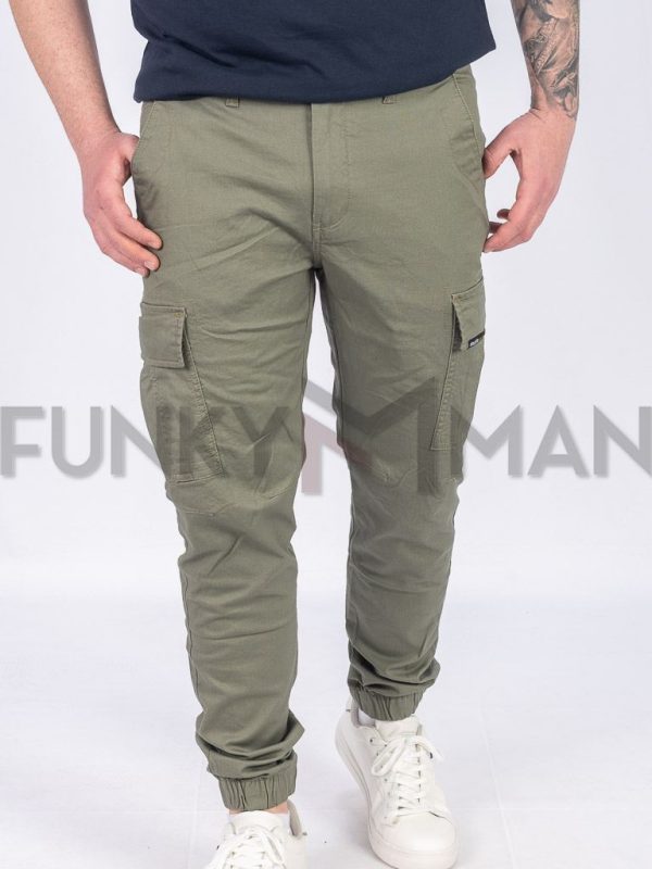Chinos Cargo Special Fabric Παντελόνι με Λάστιχα DOUBLE CCP-400 Olive