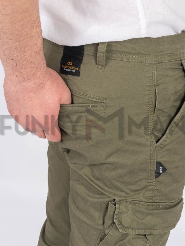 Chinos Cargo Παντελόνι με Λάστιχα DOUBLE CCP-416 Χακί