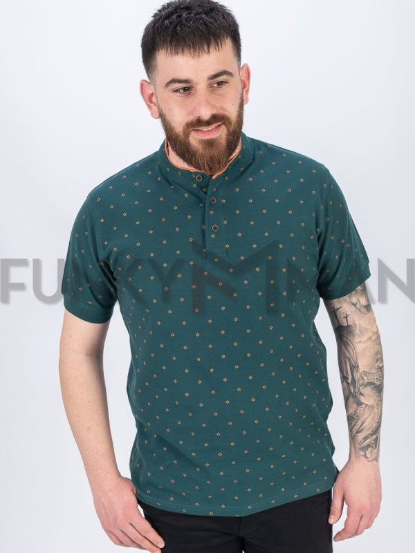 Mao All Over Print Fashion Polo DOUBLE PS-314S Forest Green