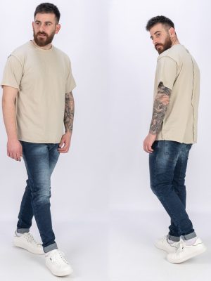 Κοντομάνικη Μπλούζα T-Shirt Paco & CO 2431057 Beige