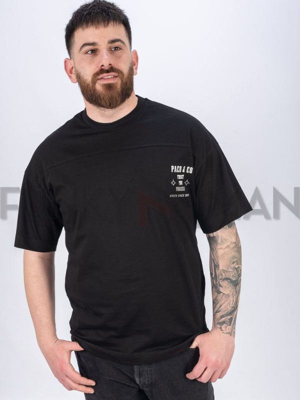 Κοντομάνικη Μπλούζα T-Shirt Paco & CO 2431079 Μαύρο
