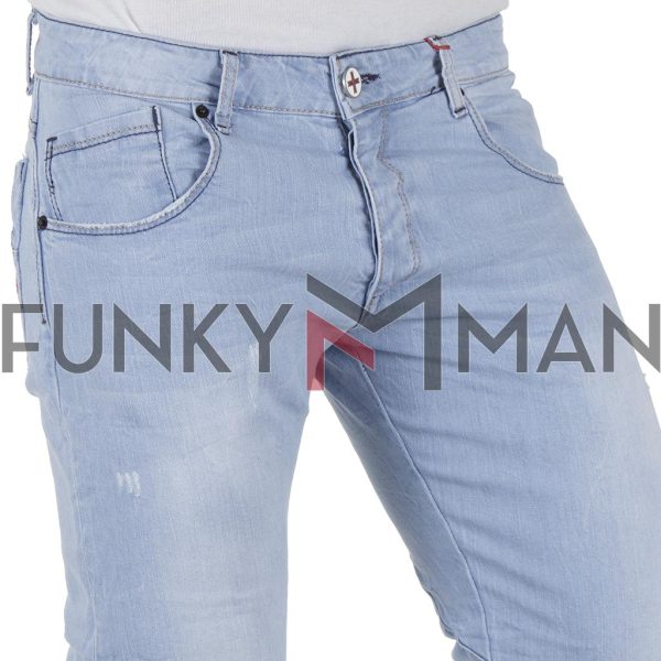 Τζιν Παντελόνι Slim Fit Damaged Jeans D29A Sky Blue