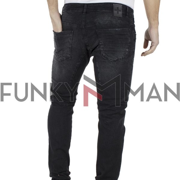 Τζιν Παντελόνι DAMAGED jeans slim fashion D5B Μαύρο