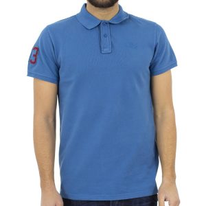 Κοντομάνικη Μπλούζα με Γιακά Polo BLEND Poloshirt 20704970 Μπλε ρουά