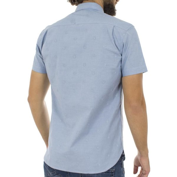 Κοντομάνικο Πουκάμισο Slim Fit Aloha Oxford Shirt DOUBLE GS-463S Γαλάζιο
