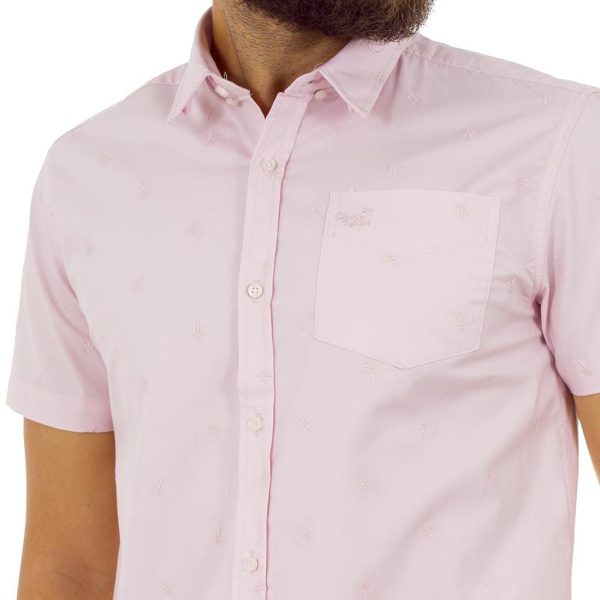 Κοντομάνικο Πουκάμισο Slim Fit Aloha Oxford Shirt DOUBLE GS-463S ανοιχτό Ροζ