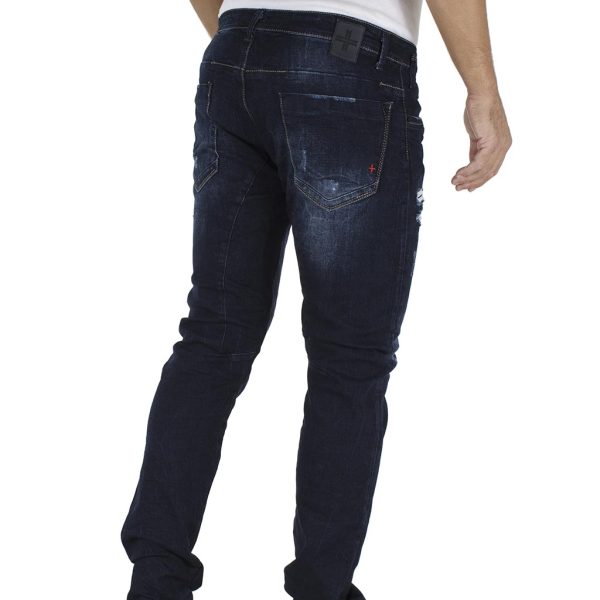 Jean Παντελόνι DAMAGED jeans slim fashion D5A Μπλε